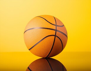 basketball on yellow background