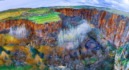 Famous and popular tourist attraction of Cappadocia and Turkey is the Ihlara Valley with a deep...