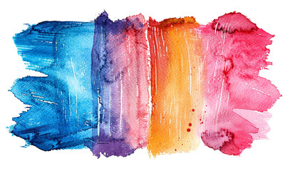 Colorful vertical streaks of paint isolated on transparent background