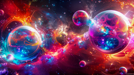 Abstract neon background of globes