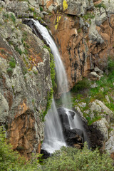 Faia da Agua Alta (Agua alta waterfall) in the Douro Internacional natural park in Lamoso, Portugal. - obrazy, fototapety, plakaty