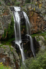 Faia da Agua Alta (Agua alta waterfall) in the Douro Internacional natural park in Lamoso, Portugal. - obrazy, fototapety, plakaty