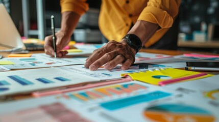 Fototapeta premium Strategic Planning with Colorful Business Charts