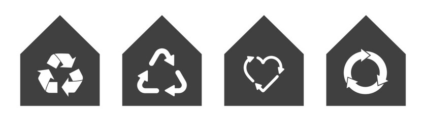 Recycling house icon on white background