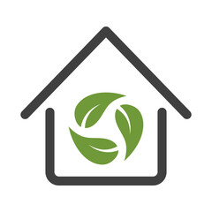 Recycling house icon on white background