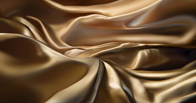 Elegant golden satin fabric with luxurious smooth texture and rich folds.