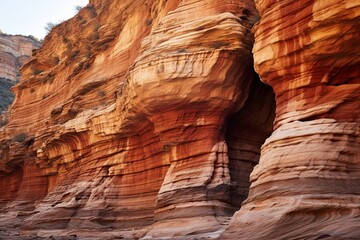 Ancient Canyon Rock Gradients: Striated Cliff Faces Majesty