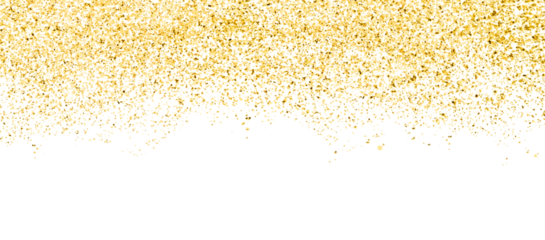 Sparkling falling golden shiny dust confetti particle glitter on transparent background. Ideal for Party, holiday festive decoration. Birthday, celebration design elements