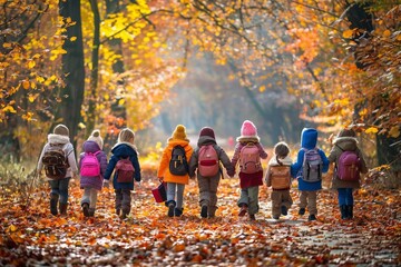 Children's School Portrait: Confident Happiness Walking Through Autumn