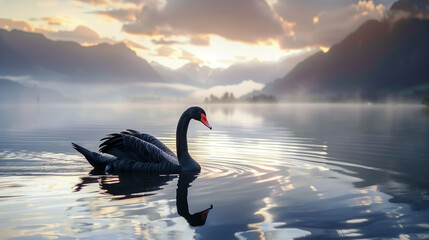 湖上にいる黒い白鳥。ブラックスワン