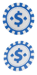 Blue Poker Chips with Dollar Sign Isolated