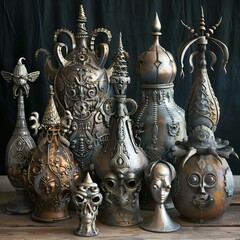 Fototapeta premium copper masks and vases