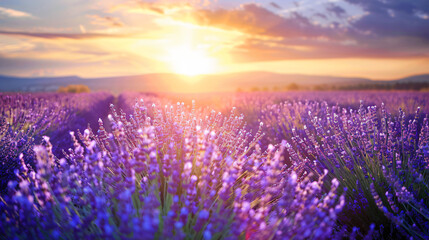 Lavender fields at sunset ne Valensole Provence 