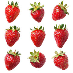 Delicious strawberries set against a pristine transparent background beautifully isolated on transparent background