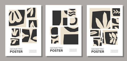 Set of minimalst wall art poster with abstract composition