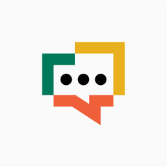 Chat People Talk Bubble Social Diversity Colorful Logo Vector icon illustration