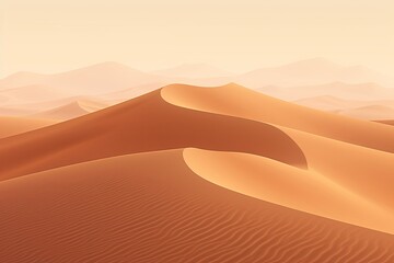 Fototapeta na wymiar Desert Sand Dune Gradients: Soft Dune Silhouettes in the Golden Light