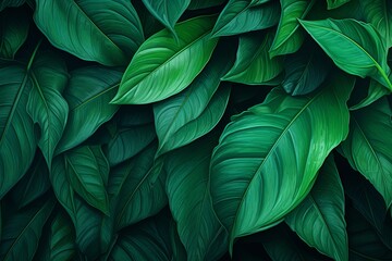 Emerald Green Jungle: Vibrant Leaf Textures and Nature Gradients
