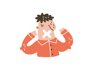 No comments. Man with a sealed mouth