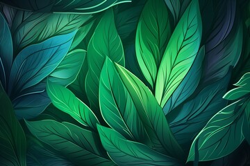 Exotic Jungle Green Gradients: Lush Leaf Gradience Delight
