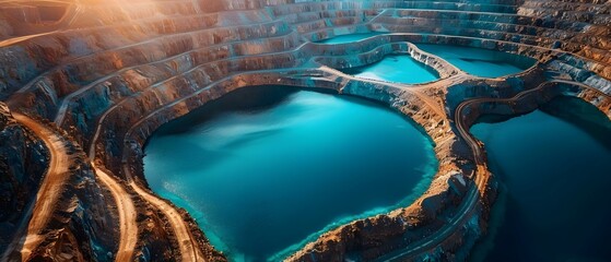 Mining Ponds in Western Australia: A Bird's Eye View. Concept Landscape Photography, Aerial Perspective, Geology Exploration, Ecological Preservation, Regional Beauties