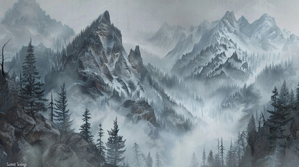 A misty mountain gray canvas with "Summit Savings Spree" in bold, reaching new heights of discounts.