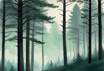 Evergreen Watercolor Illustration Collection