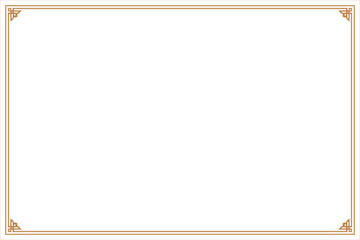 Elements of oriental frames. Gold on white rectangle lines border chinese style. Design print for greeting cards, wedding invitations, restaurant menu, royal certificates. Set 79