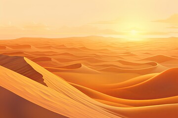 Fototapeta na wymiar Golden Desert Sand Gradients: Sun-Drenched Desert Scene Splendor