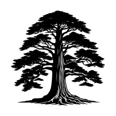 Crimson Giants: Professional Redwood Tree Vector Silhouette for Natural Landscape Designs.- Redwood Tree Illustration.