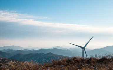wind turbine in the mountain, South Korea. 