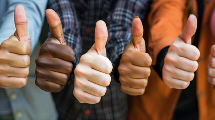 diverse hands showing thumbs up gesture, Business corporate teamwork concept