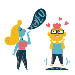 Girl saying I love you to boy