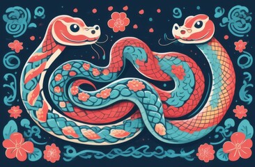 snake, year of the snake, new year 2025, new year of the snake, graphic snake, Chinese style snake