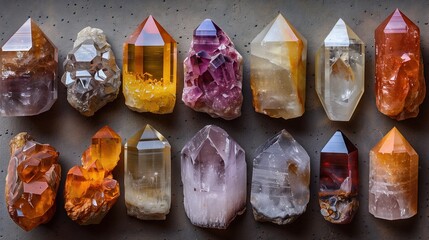 Close-up images of many different minerals and crystals.