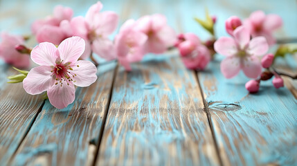 Fototapeta premium A beautiful bouquet of pink flowers is displayed on a wooden table