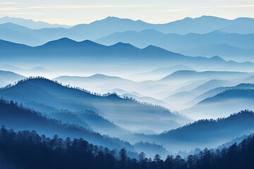 Misty Mountain Gradient Views - Quiet Mountain Morning Tints