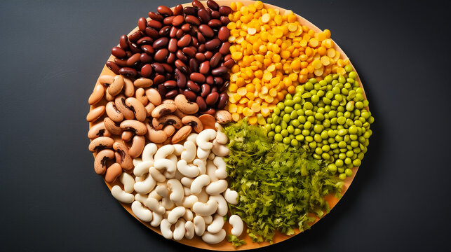 Cereal grains ,seeds, beans with black sesame, white sesame and barley. Group of mung bean, groundnut, soybean, millet, black bean and red bean. isolated on white background.