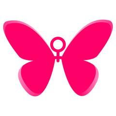 Vector illustration of female symbol with butterfly wings on transparent background