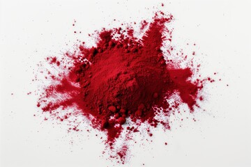 Top view of Pile of red paprika powder on white background