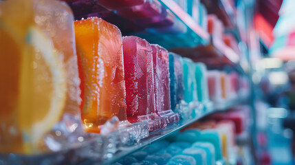 A display of colorful popsicles with a variety of flavors