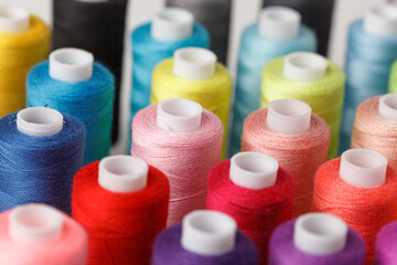 Set of colorful spools of thread