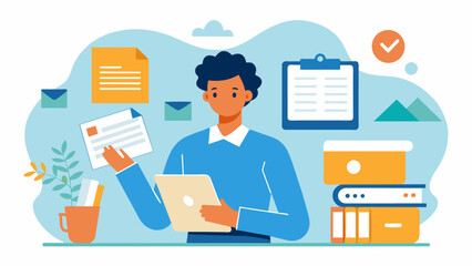 An illustration of a person organizing their important documents and assets for their estate plan emphasizing the importance of staying