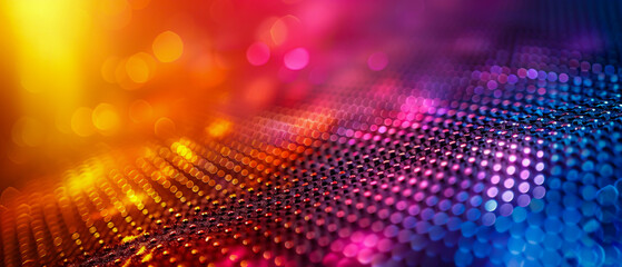 Digital LED grid in a vibrant textured technology background with colorful lights - obrazy, fototapety, plakaty