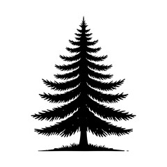 Obraz premium Spruce Tree Vector Silhouette Showcasing the Timeless Beauty- Spruce Tree Illustration- Minimalist Spruce Tree vector.