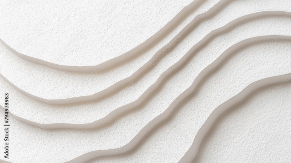 Fototapete white abstract waves wave papercut overlapping 3d soft pastel paper texture background banner for pr