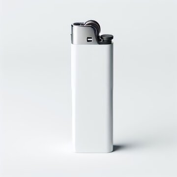 White blank gas lighter mock up stand isolated. Empty surface cigar-lighter design presentation. Lighter template mockup. Sigarette lighter template. 3D illustration, 3D rendering. 