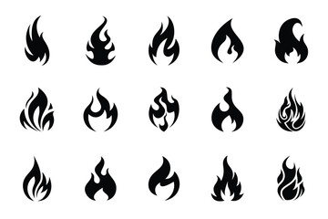 Silhouette Fire flames. Old school tattoo neo-tribal style or silhouette flame for cars. set vector icons. Fire sign. Fire flame icon isolated on white background. Vector illustration