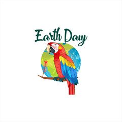 Earth day poster with a parrot planet