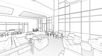 architectural drawing 3d illustration sketch project